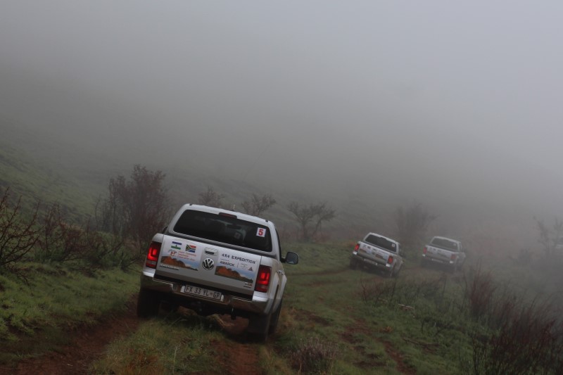 Misty conditions at the top of Ongeluksnek Pass