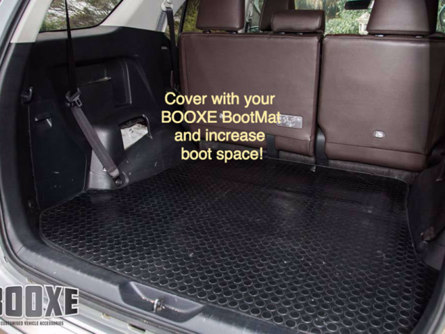 Cover with your BOOXE BootMat and increase boot space. Cover with your BOOXE BootMat and increase boot space.