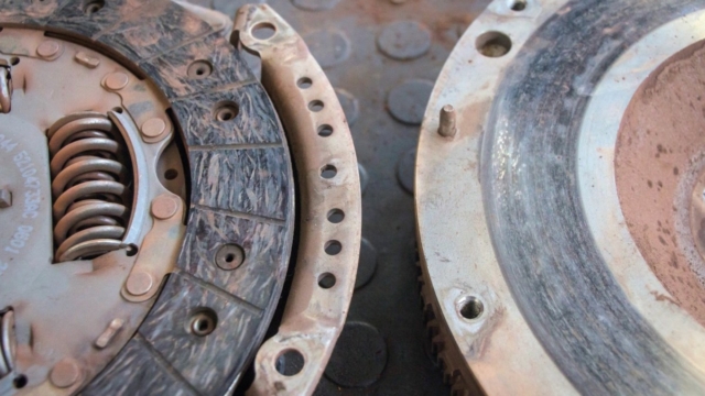 The old clutch and flywheel.